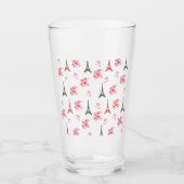 Paris Love Pattern – Eiffel Tower & Roses Seamless Glas (Vorderseite)