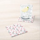 Paris Love Pattern – Eiffel Tower & Roses Seamless Rechteckiger Pappuntersetzer (Vor Ort)