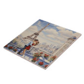 Paris Love: Romantic Couple Eiffel Tower Balcony Fliese (Seite)
