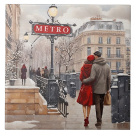 Paris Love: Romantic Winter Walk Metro Station Fliese