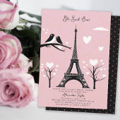 Paris Lovebirds Hearts Eiffel Winter Brautparty Einladung
