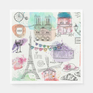 Paris Luncheon Paper Napkins Serviette
