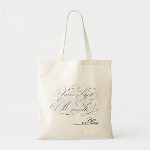 Paris Lyon Marseille Spencerian Schrift Vintage-Ta Tragetasche