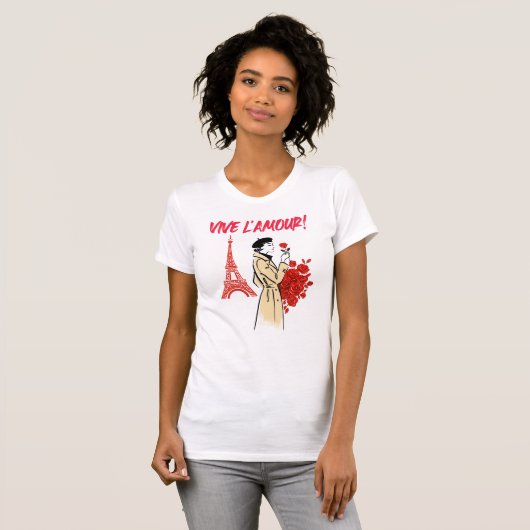 Paris Mädchen Ästhetik – Romantisches Eiffelturm-D T-Shirt (Vorne ganz)