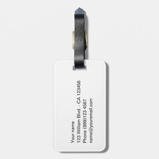 Paris, Mailand, New York, London Custom Text Gepäckanhänger (Rückseite vertikal)