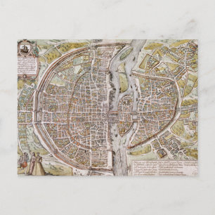 PARIS MAP, 1581 POSTKARTE