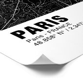 Paris Map Poster - Frankreich - Schwarze Karte (Ecke)