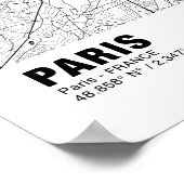 Paris Map Poster - Frankreich - Weiße Karte (Ecke)