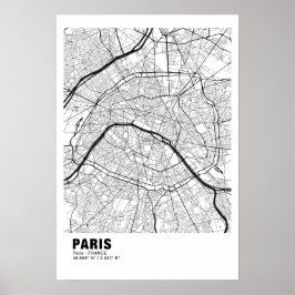 Paris Map Poster - Frankreich - Weiße Karte