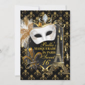 Paris Masquerade Einladungen zum Geburtstag (Vorderseite)