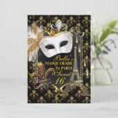 Paris Masquerade Einladungen zum Geburtstag (Stehend Vorderseite)