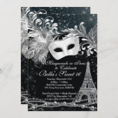 Paris Masquerade Geburtstagsveranstaltungen Party Einladung (Vorne/Hinten)