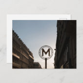 Paris Métro Unterschreiben während des Sonnenunter Postkarte (Vorne/Hinten)