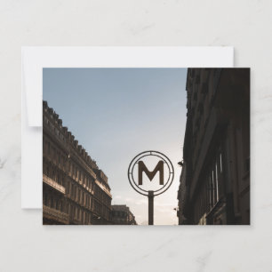 Paris Métro Unterschreiben während des Sonnenunter Postkarte