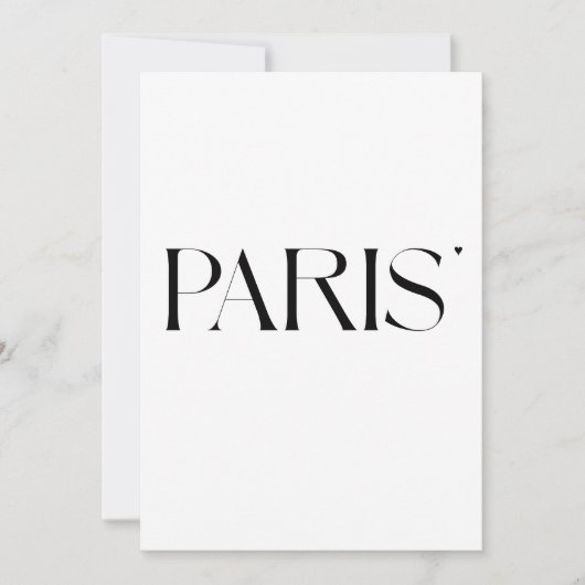 Paris - minimalistic typography card karte (Vorderseite)