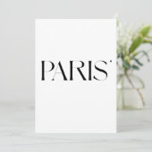 Paris - minimalistic typography card karte (Stehend Vorderseite)