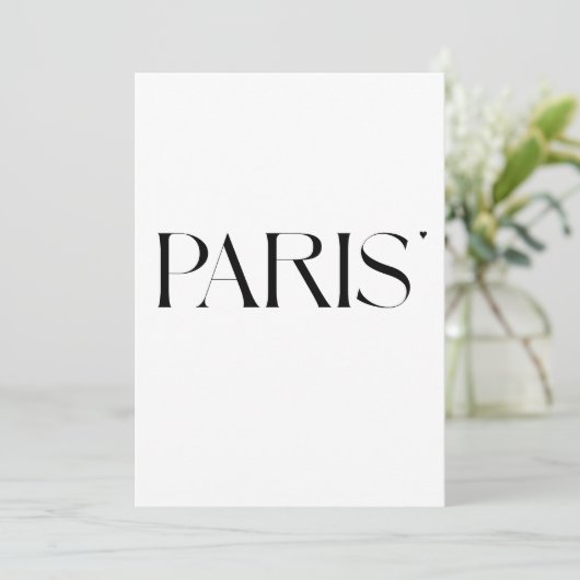 Paris - minimalistic typography card karte (Stehend Vorderseite)