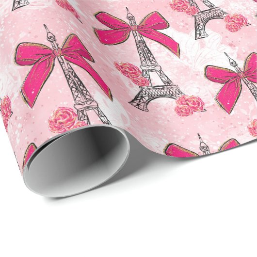 Paris mit Bow Geschenkpapier (Rolleneckpunkt)