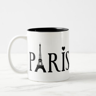 Paris mit Eiffelturm und Liebe Zweifarbige Tasse