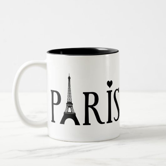 Paris mit Eiffelturm und Liebe Zweifarbige Tasse (Links)