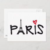 Paris mit Eiffelturm und rotem Herz Postkarte (Vorne/Hinten)