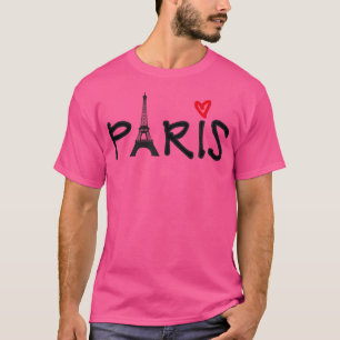 Paris mit Eiffelturm und rotem Herz T-Shirt