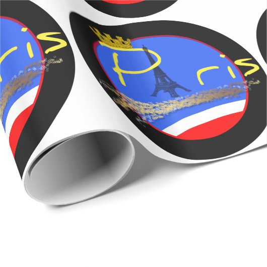 Paris mit Kronenpapier Geschenkpapier (Rolleneckpunkt)