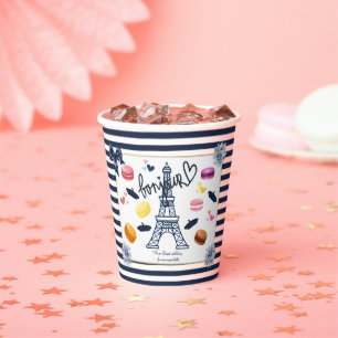 Paris mit Liebe für unsere süße Bebe-Baby-Party Pappbecher