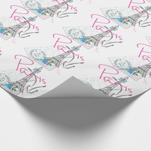 PARIS mit Liebe Geschenkpapier (Ecke)