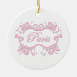 Paris mit Scrolls pink Keramikornament