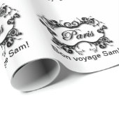 Paris mit Swirling Scrolls Geschenkpapier (Rolleneckpunkt)