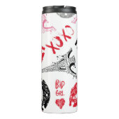 Paris Mode, kalligraphisches Eiffelturm Muster. Thermosbecher (Rückseite)