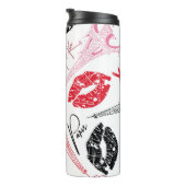 Paris Mode, kalligraphisches Eiffelturm Muster. Thermosbecher (Nach rechts gedreht)