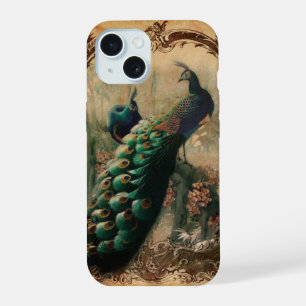 paris mode mädchenhaft blume vintage pfau iPhone 15 hülle