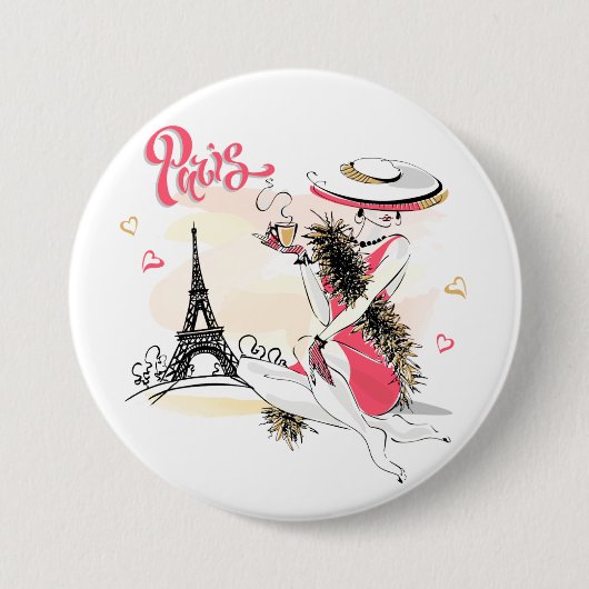 Paris, Mode und Kaffee Button (Vorderseite)