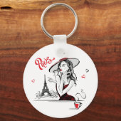 Paris, Mode und Kaffee Schlüsselanhänger (Vorderseite)