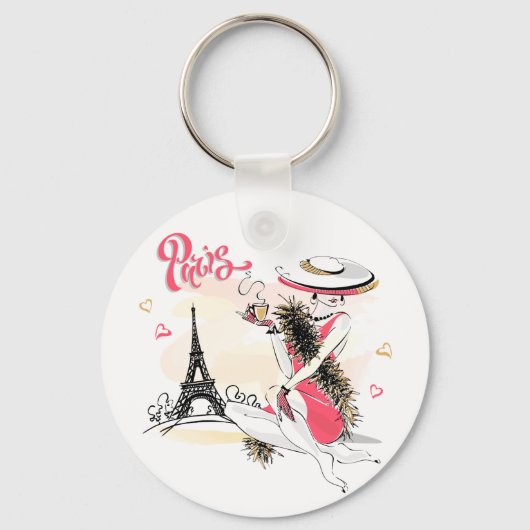 Paris, Mode und Kaffee Schlüsselanhänger (Vorderseite)