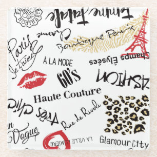Paris-Mode: Vintages Glamour-Muster. Glasuntersetzer