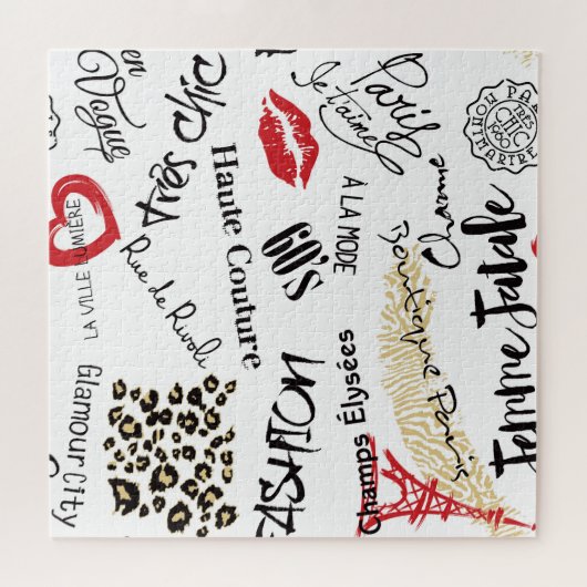 Paris-Mode: Vintages Glamour-Muster. Puzzle (Horizontal)