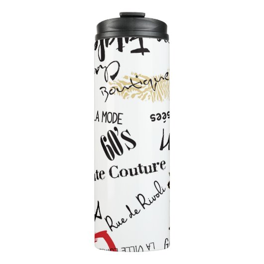 Paris-Mode: Vintages Glamour-Muster. Thermosbecher (Vorderseite)