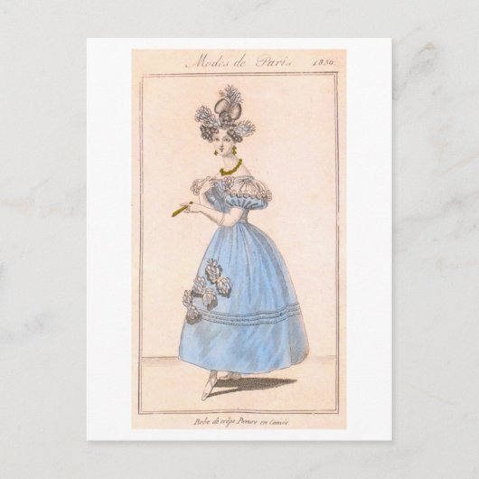 Paris Modedesign 1830 Postkarte (Vorderseite)