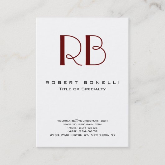 Paris Modern Red Monogram White Business Card Visitenkarte (Vorderseite)