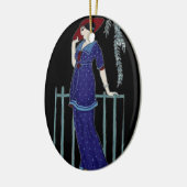 Paris-Modezwanziger jahre elegante Dame Keramikornament (Links)