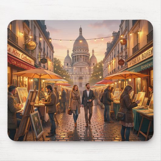 Paris Montmartre Abendmarkt-Mauspad Mousepad (Vorne)