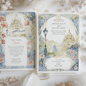 Paris Montmartre Hochzeit Wasserfarben Basilica Einladung