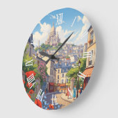 Paris Montmartre Postcard Große Wanduhr (Winkel)
