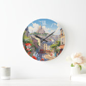 Paris Montmartre Postcard Große Wanduhr (Zuhause)