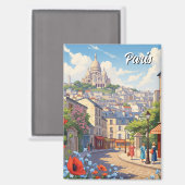 Paris Montmartre Postcard Magnet (Vorderseite/Rückseite)