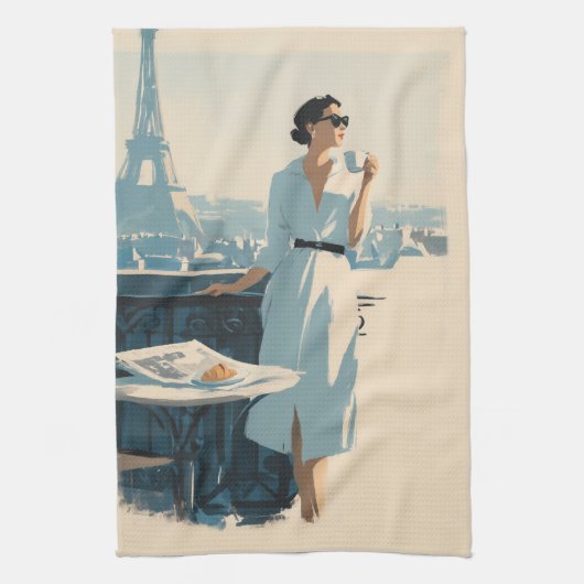 Paris Morning Coffee Elegance Geschirrtuch (Vertikal)