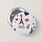Paris-Muster mit Eiffelturm Button (Vorne & Hinten)